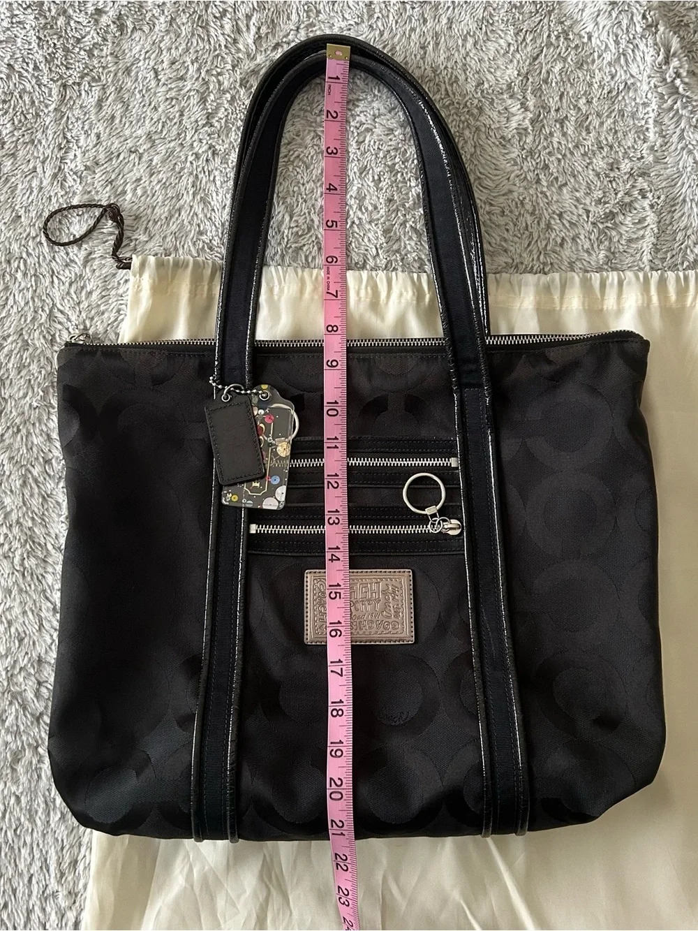 Vintage Y2K Coach Poppy Black Signature Glam Tote Bag - Picture 9 of 10